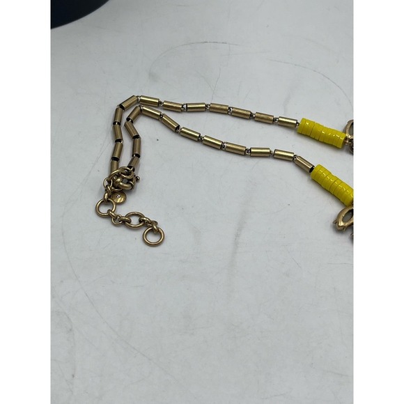 J. Crew‎ Colorful Yellow Sage Green Gray Rhinestone Statement Gold Tone Necklace - Picture 16 of 16